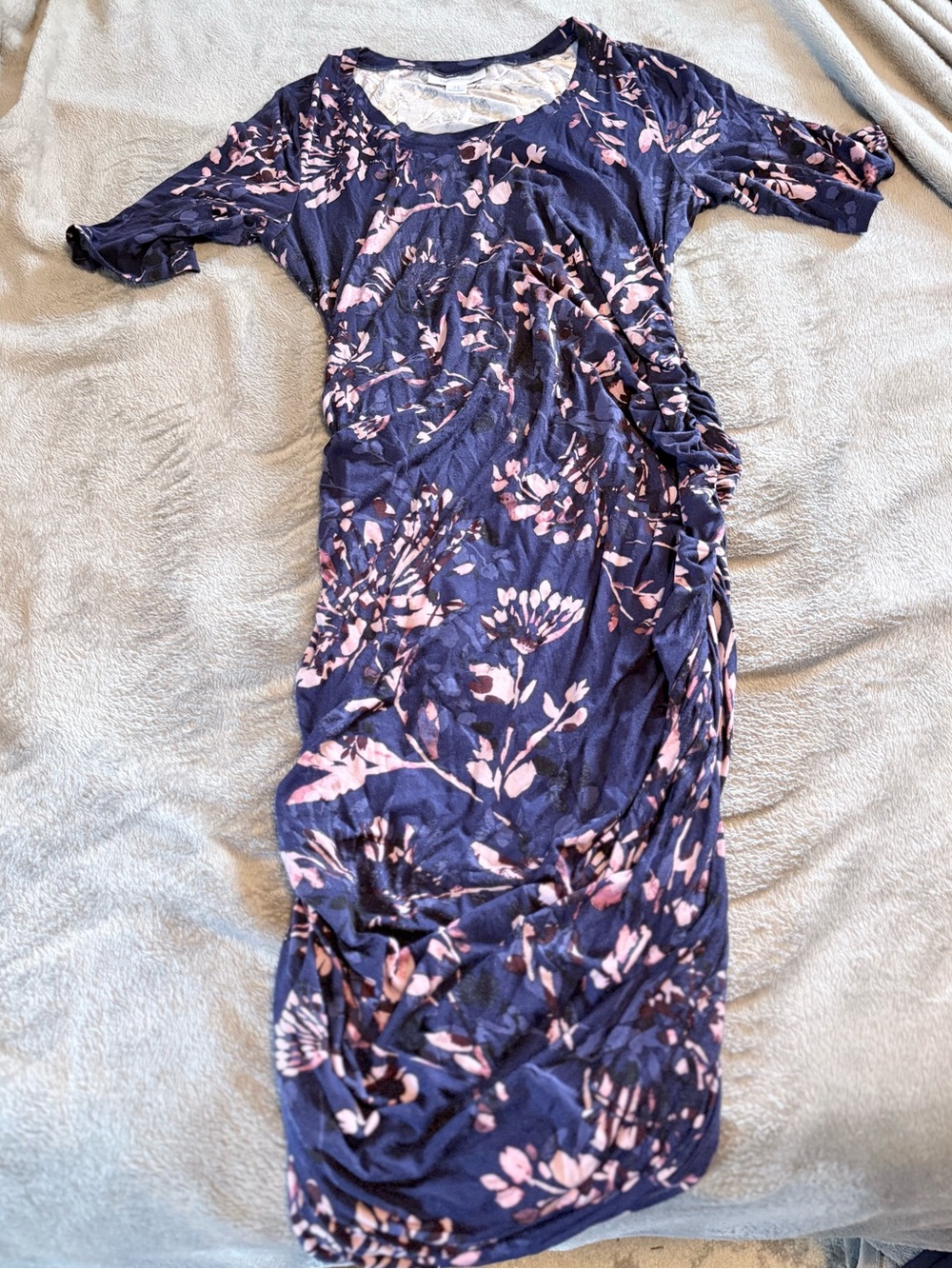 Motherhood Maternity Navy Floral Ruched Dress